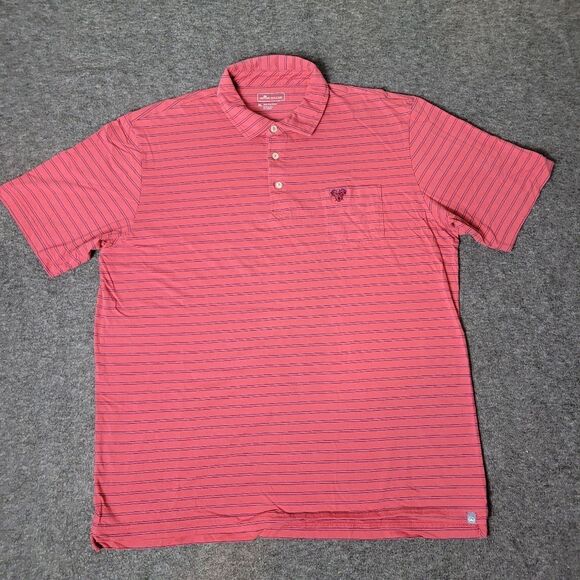 Peter Millar Crown Comfort Men's Golf Polo Shirt XL Red Blue Striped Club Logo A - Picture 1 of 13